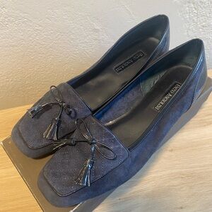 Navy Blue Suede Women's Loafers by Enzo Angiolini